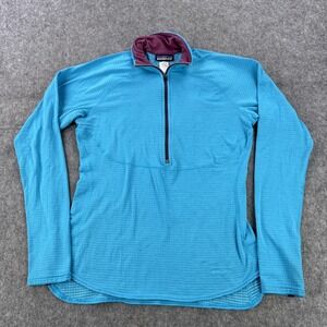 Patagonia Pullover Womens Large Blue Capilene Thermal Waffle Fleece 1/4 Zip